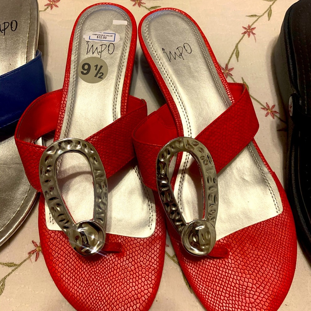 Brand new red & silver sandals